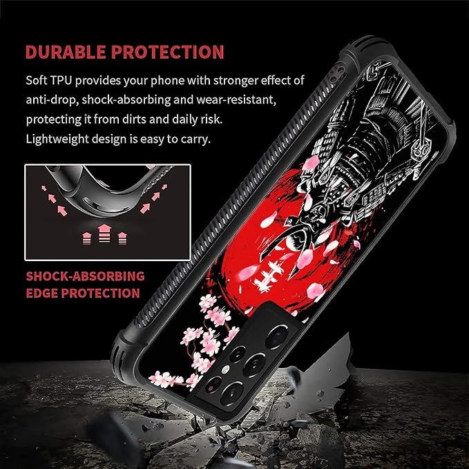 for Samsung Galaxy S21 Ultra Case, Sakura Japanese Samurai Pattern Graphic - Image 6