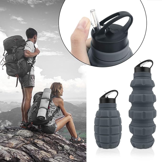 QiCheng&LYS 19.5oz Collapsible Travel Water Bottle, Reuseable BPA Free Silicone - Image 4