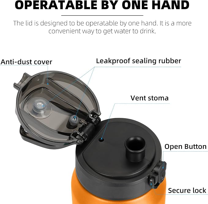 Fanhaw 24 oz Insulated Stainless Steel Water Bottle - Image 2