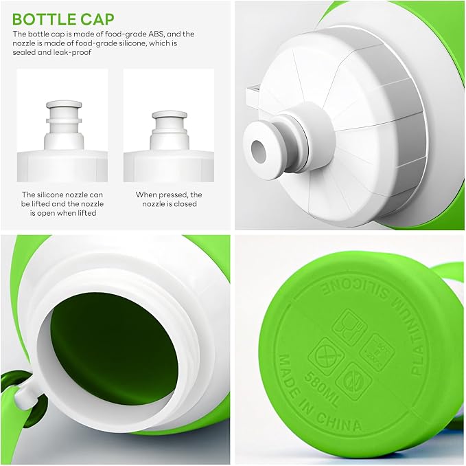 Collapsible Lightweight 20oz Water Bottle, Food-Grade Silicone BPA Free - Image 4
