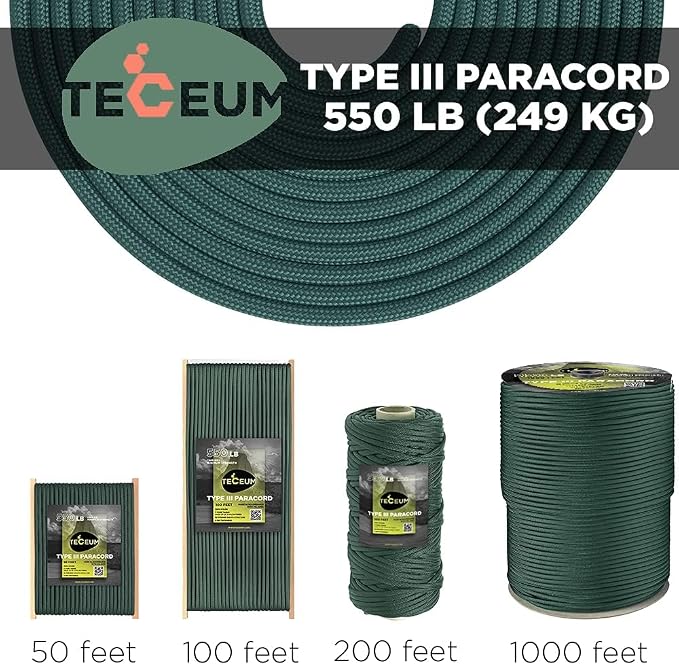 TECEUM Reflective Paracord Rope 1000 – 1000ft/200ft/100ft/50ft – 40+ Colors – - Image 9