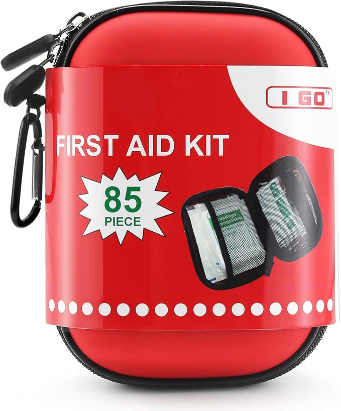 I GO 85 Pieces Hard Shell Mini Compact First Aid Kit, Small Personal Emergency by IGO