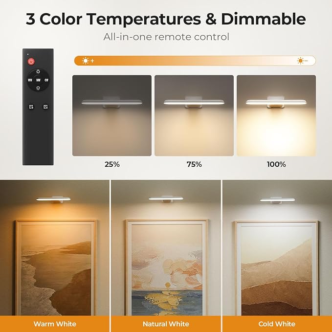 FULEN Picture Lights Battery Operated, Rechargeable Picture Frame Lights - Image 3