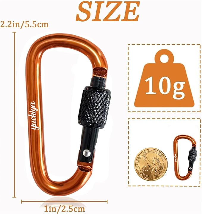 YUCHIYA 8 Pack D-Shape Carabiner Clasp - Image 2