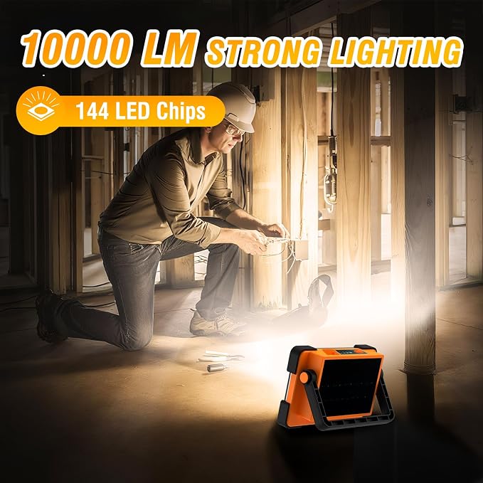 2 Pack 120W Solar Rechargeable Work Light, 144 LED 10000LM Led Work Light - Image 3