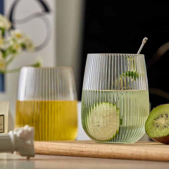 Lueumxc 36 Pack 15Oz Plastic Wine Glasses, Origami Ribbed Disposable Wine - Image 8