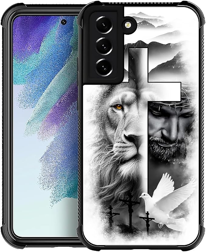 for Samsung Galaxy S22 Case, Lion Cross Jesus Christ Dove Pattern Graphic by FKBRCL4U