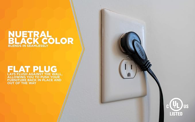 Woods 2243 16/3 Flat Indoor Extension Cord, 3 Grounded Outlets, Right Angled - Image 6