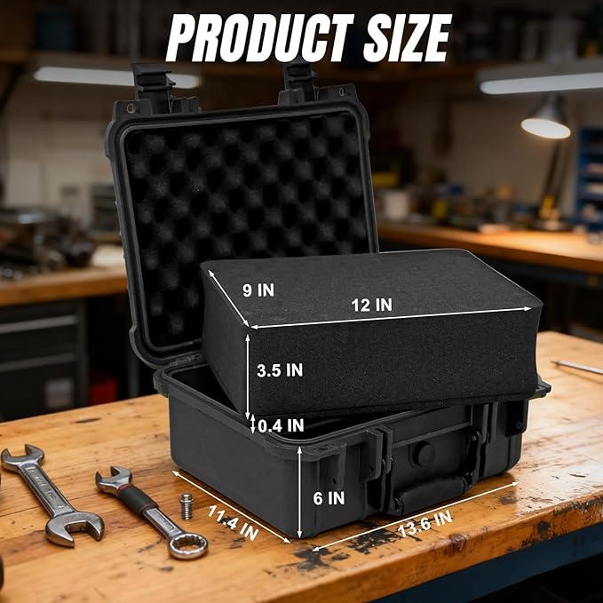 Jack Boss 13.6X11.4X6 Inch Hard Case, Portable Weather Waterproof Protective - Image 2