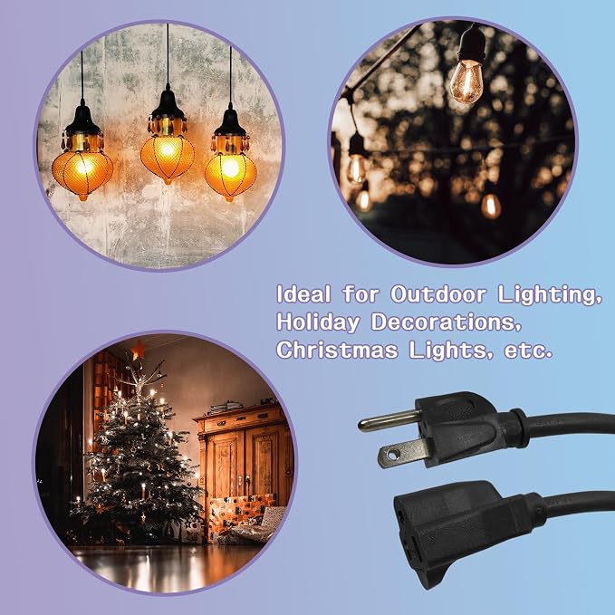 Extension Cord 6 FT, Outdoor 16/3 SJTW Weatherproof Black Electrical Cords - Image 7