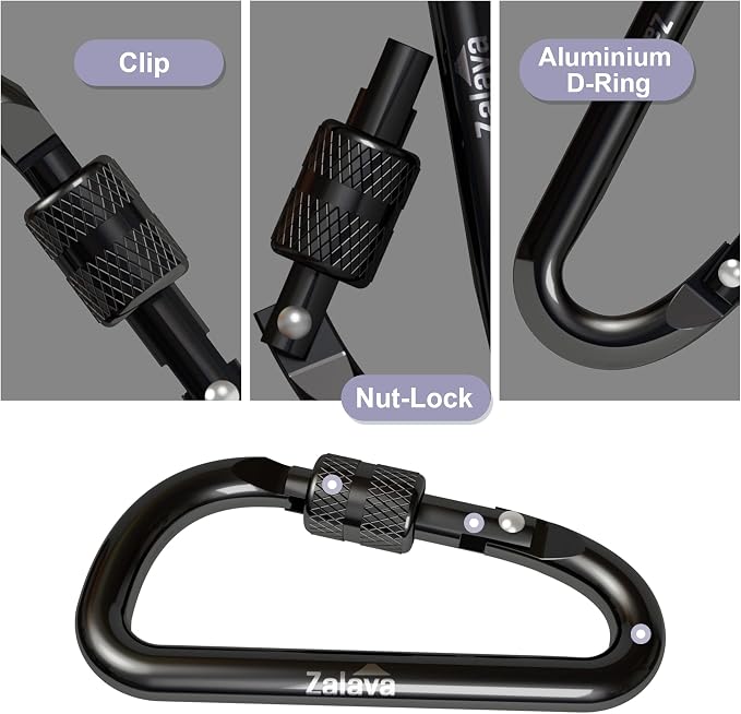 6PCS Carabiner Keychain, 2 inch Aluminum D-Clip Caribeener - Image 4