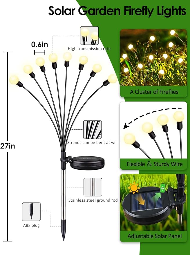 2026 Upgraded Solar Lights Outdoor, 8 Pack Solar Garden Lights - Image 2