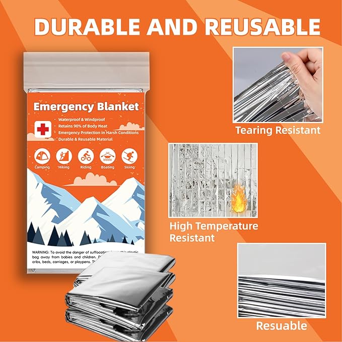 10 Pack Emergency Thermal Blanket Survival, Mylar Blankets - Image 6