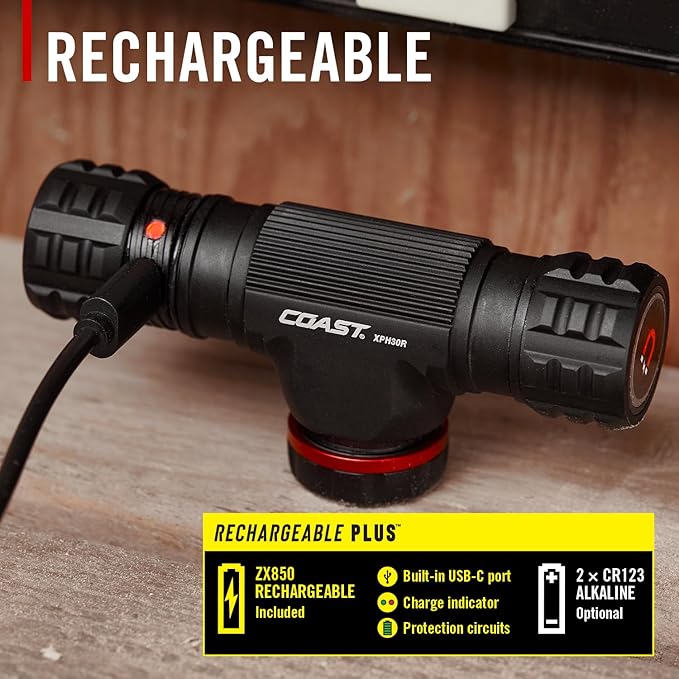 Coast XPH30R 1200 Lumen USB-C Rechargeable Dual Power Headlamp - Image 5