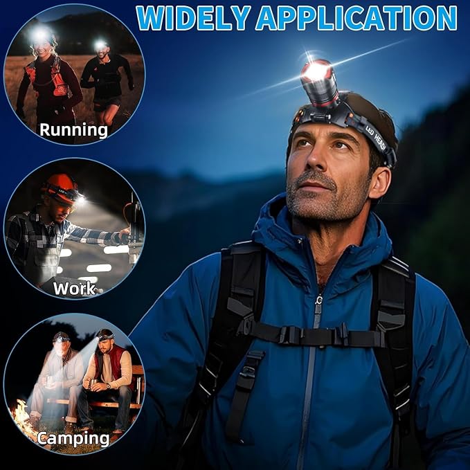 Headlamp Rechargeable 90000 Lumens Ultra Bright Head Lamp Super Bright Hard Hat - Image 4