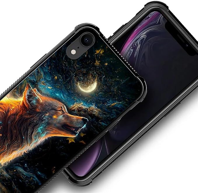 for iPhone XR Case, Star Cave Hungry Wolf Pattern Graphic Design Girl Boy Soft - Image 6
