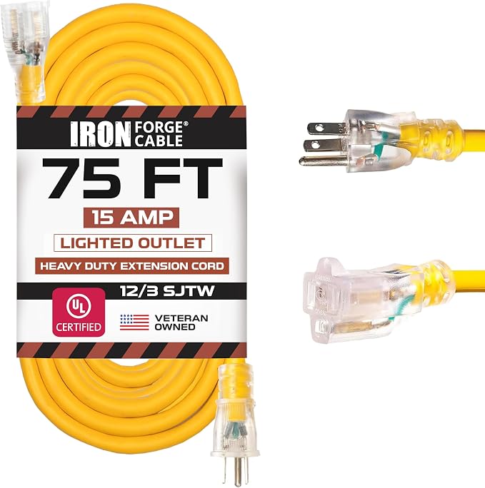 Iron Forge Cable 75 Foot Lighted Outdoor Extension Cord by IronForgeCable