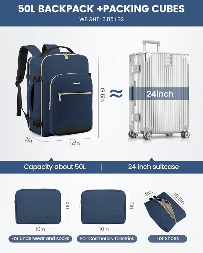 LOVEVOOK Travel Backpack for Women & Men 50L, Airline Approved Carry On - Image 5