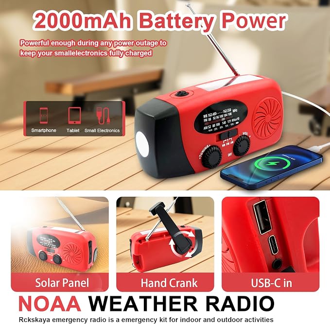 Hand Crank Emergency Radio, AM/FM/NOAA Weather Radio - Image 2