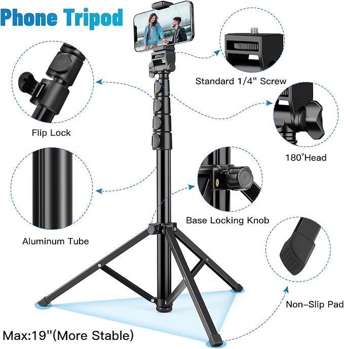 Victiv Phone Tripod, Sturdy & Stable, Adjustable Camera Stand & Selfie Stick - Image 8