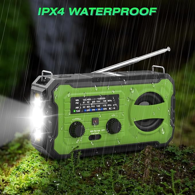 NITIGO Emergency Weather Radio 37000mWh Solar Hank Crank Radio USB Charged - Image 8