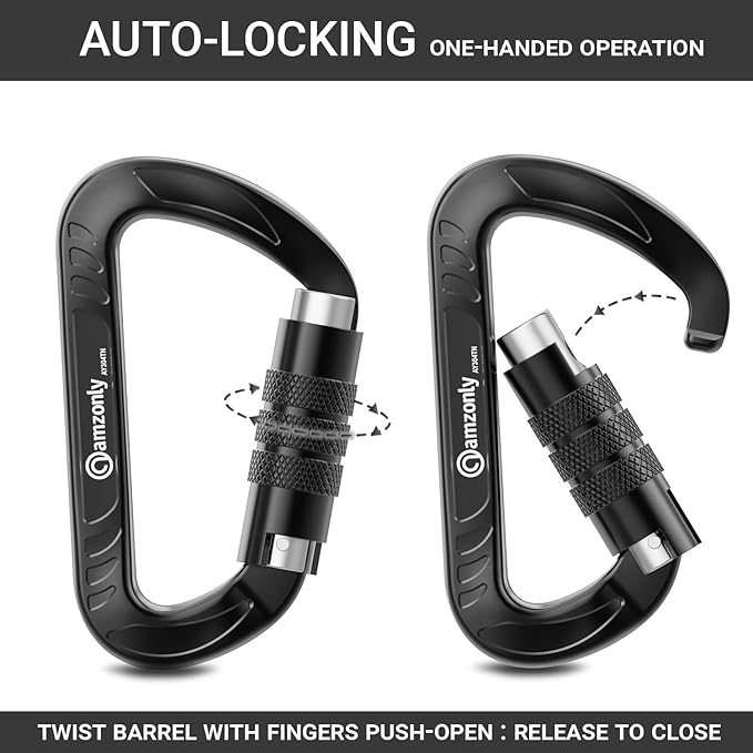 3inch Auto Locking Carabiner Clips Heavy Duty, 12KN /2697lbs Lightweight - Image 3