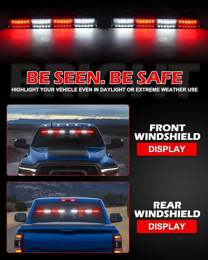HLauto 604N Emergency Dash Strobe Lights: 2x16.8 inch Red White Security Light - Image 3