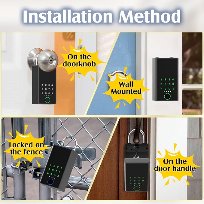 Smart Key Lock Box with Code, Dhiedas Large Fingerprint Lock Box with APP - Image 6