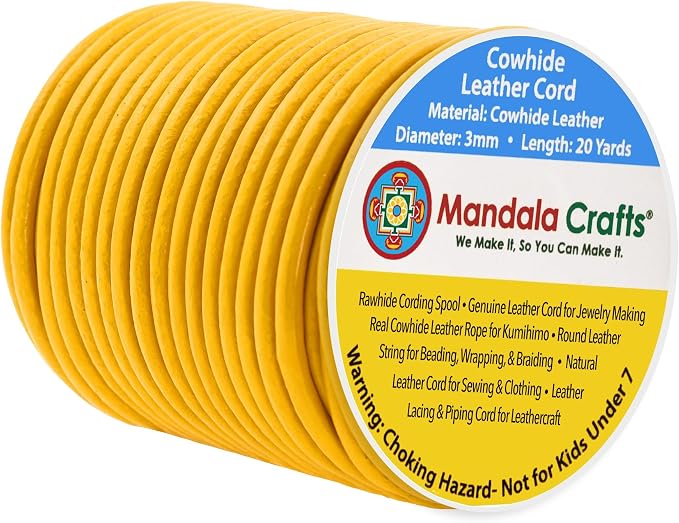 Mandala Crafts Round Genuine Mustard Yellow Leather Cord by MandalaCrafts