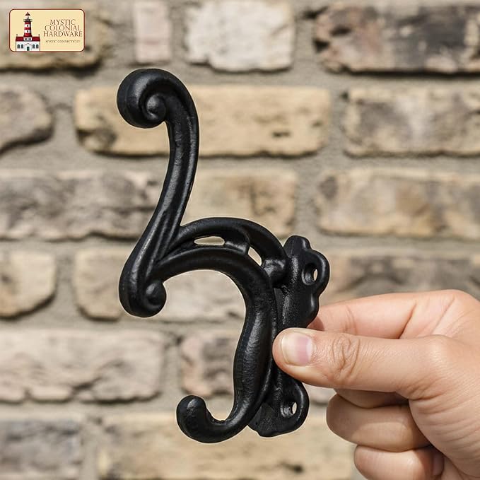 Mystic Colonial Rustic Cast Iron Wall Hooks Heavy Duty Vintage Utility Hooks - Image 6