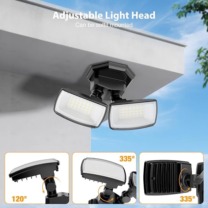 Onforu 3200LM Flood Lights Outdoor, 32W 6500K LED Security Light Switch - Image 5