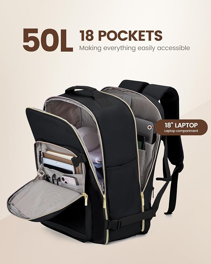 LOVEVOOK Travel Backpack for Women & Men 50L, Airline Approved Carry On - Image 3