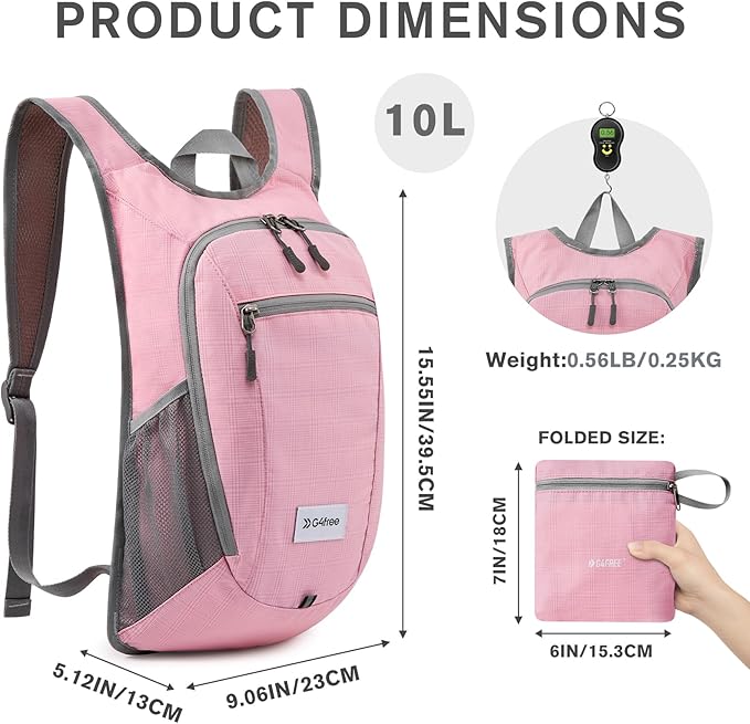 G4Free 10L/15L Hiking Backpack Lightweight Packable Hiking Daypack Small Travel - Image 4