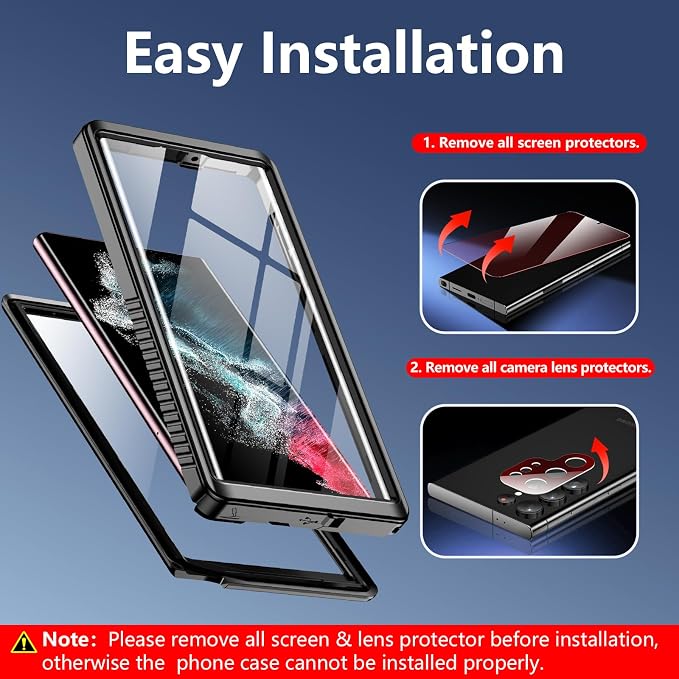 SPIDERCASE Designed for Samsung Galaxy S22 Ultra Case Waterproof, Built-in - Image 4