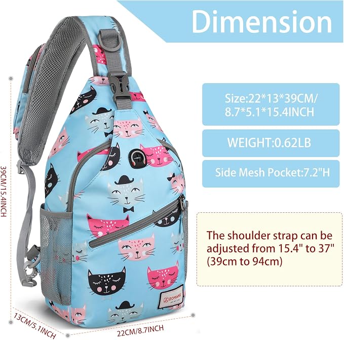 ZOMAKE Sling Bag, Small Crossbody Sling Backpack, Water Resistant Shoulder - Image 2