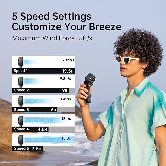 JISULIFE Handheld Fan Life7 – Ultimate Flexibility: Wide & Strong Airflow - Image 3