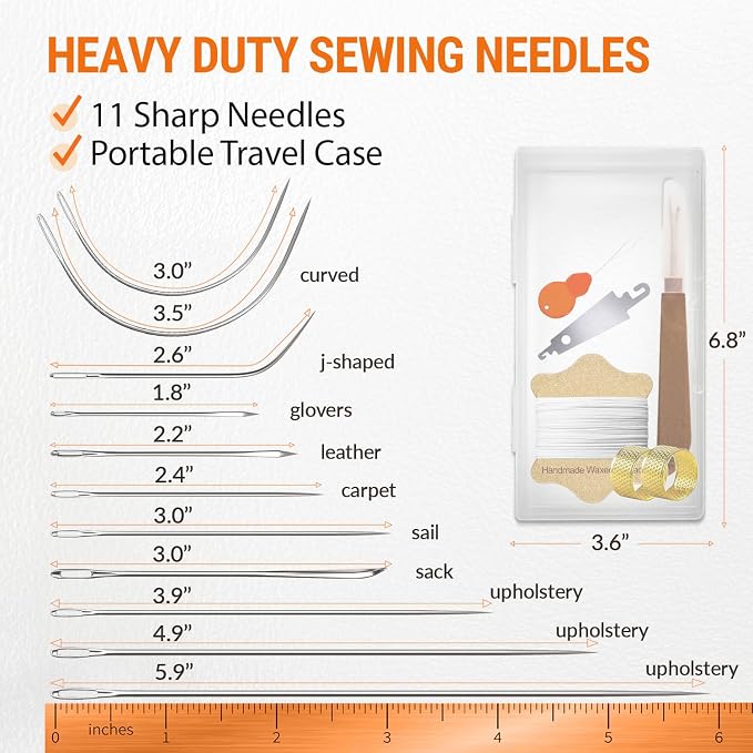 VONEEDL Upholstery Repair Kit: Waxed Sewing Thread & Heavy Duty Needles - Image 4