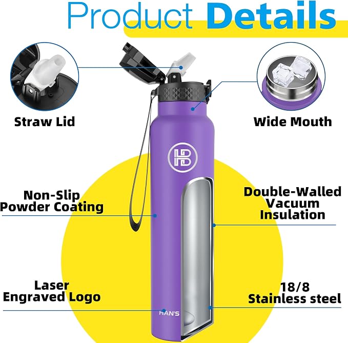 han's bottle Sports Water Bottle - 32 Oz - Image 5