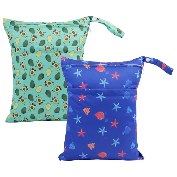 ALVABABY 2pcs Cloth Diaper Wet Dry Bags Waterproof Reusable by ALVABABY