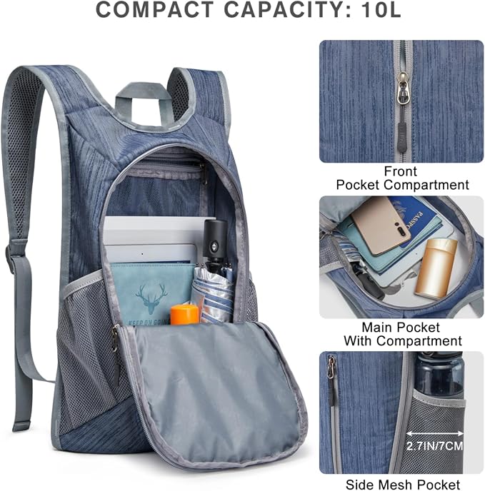 G4Free 10L Hiking Backpack Small Travel Hiking Daypack Lightweight Packable - Image 3