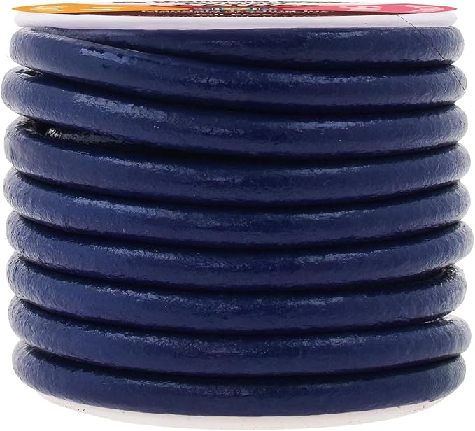 Mandala Crafts Round Genuine Navy Blue Leather Cord - Image 3
