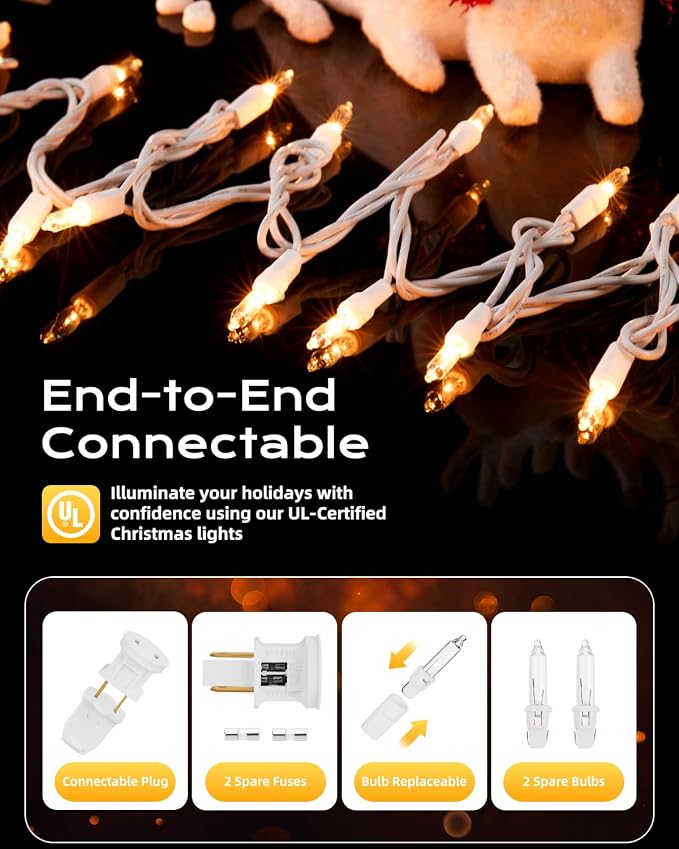 Brightown Christmas Lights, 100-Count 20ft Clear Incandescent Bulb Mini String - Image 2