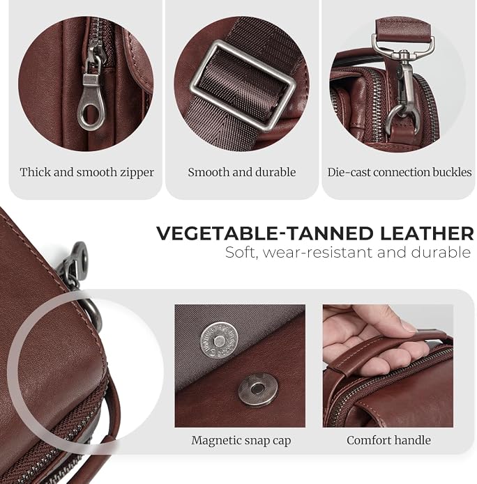 Augus Leather Small Messenger Bag - Image 7