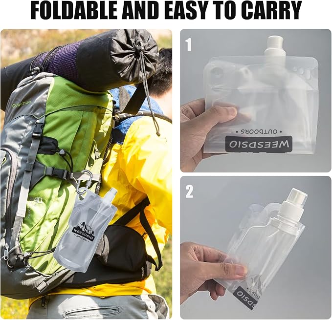 5-Pack 1L Hiking Collapsible Water Bottles - Image 3