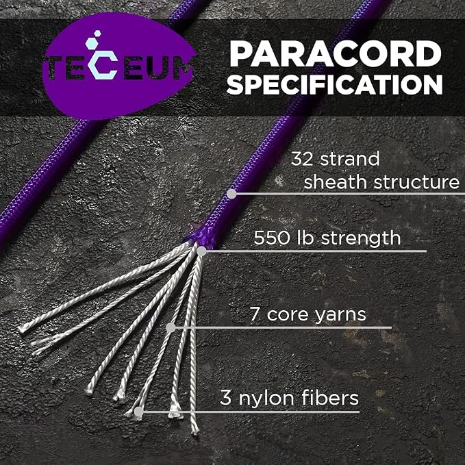TECEUM 5/32" Paracord Rope 1000 – 1000ft / 200ft / 100ft / 50ft – Tactical - Image 2
