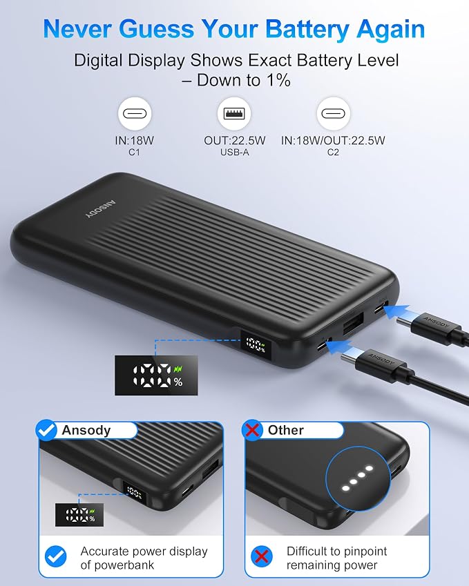 2-Pack Portable Charger, 10000mAh 22.5W Compact USB C Power Bank Fast Charging - Image 3