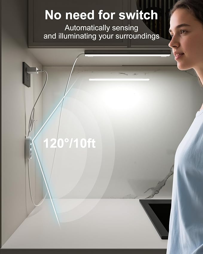 ASOKO Motion Sensor Dimmable Led Under Cabinet Lighting, 12 inches Plug in Led - Image 4