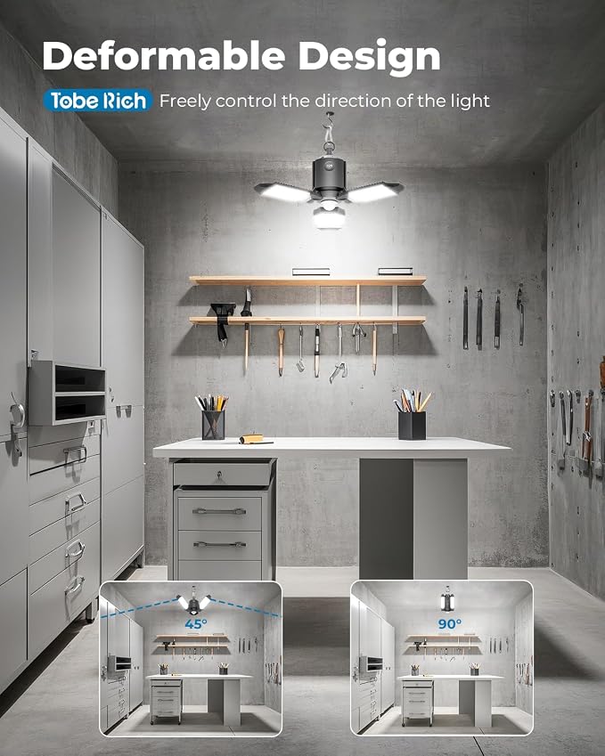 toberich Motion Sensor Garage Light Plug in, 8000LM Shop Light w/ 3 Modes - Image 4
