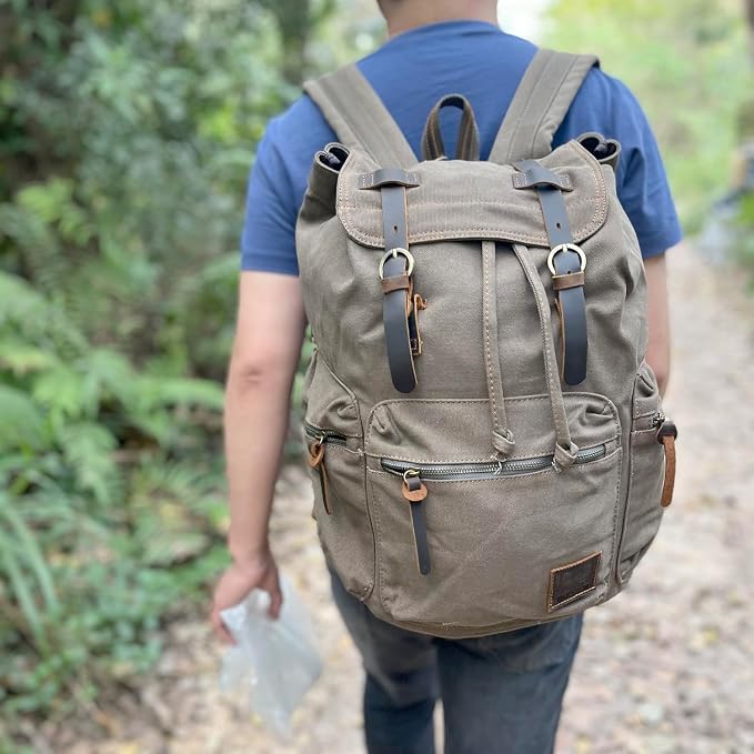 AUGUR High Capacity Canvas Vintage Backpack - Image 7