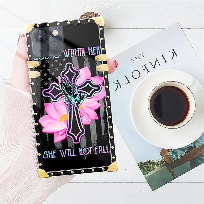 Compatible with iPhone 13 Case, Praying Cross Hands Luxury Golden Decoration - Image 7